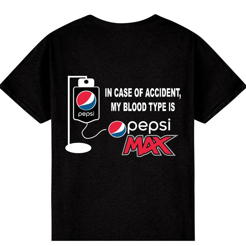 เสื้อยืด My Blood Type PepsiMax ในกรณีเกิดอุบัติเหตุ หมู่เลือดของฉันคือ Pepsi Max ตลก เหมาะสำหรับคนต