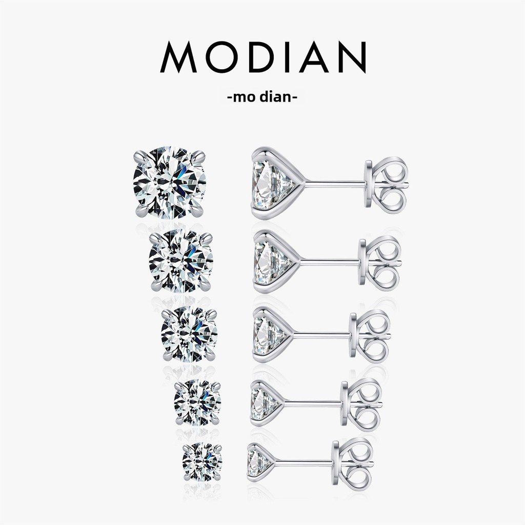 MODIAN MODIAN 2 กะรัต Moissanite ต่างหู S925 เงินสเตอร์ลิงต่างหูเพชร