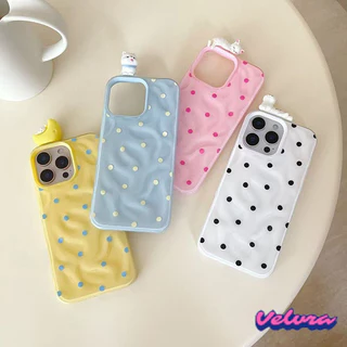 เคสไอโฟน 17 13 16 สำหรับ iPhone 17 15 11 13 16 14 12 Pro Max 15 14 16 6 6S Plus XR X XS ผ้าคลุมระบายลายจุดหวานน้อยชิ้น