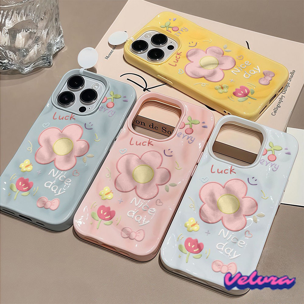 💖จัดส่งในพื้นที่💖 เคสเหมือนอุกกาบาต ดอกไม้สีชมพู ผีเสื้อ โค้งคำนับ สําหรับIPhone17 15 13 12 11 7 8plusPro Promax X XR XS