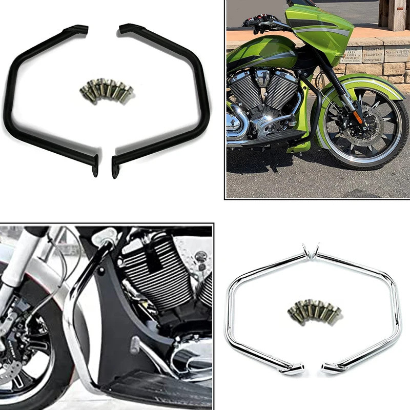 รถจักรยานยนต์ Crash Bars Engine Guard Stunt Cage กันชนสําหรับ Victory Cross Country 8 Ball Cross Roa