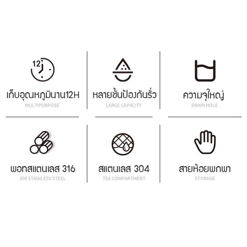UORRIS 1000ml กระติกน้ําร้อนเก็บน้ําร้อนและน้ําเย็น กระติกน้ําร้อน 12 ชั่วโมง ขวดความร้อนห้องเย็นสแตนเลส ขวดน้ําสูญญากาศ thumbnail 6