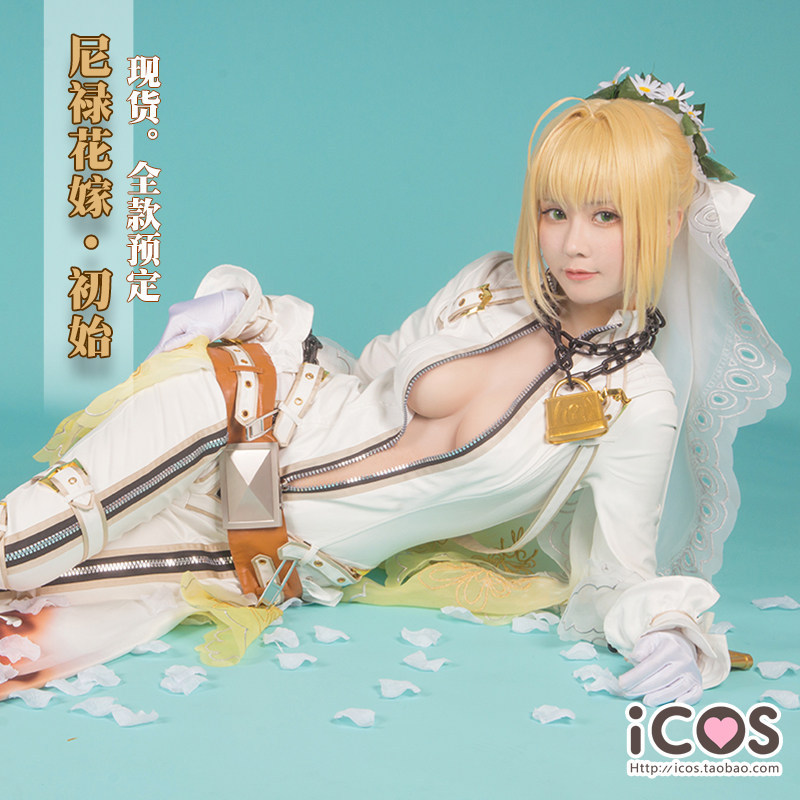 เสื้อผ้าคอสเพลย์ Nero Flower Wedding Initial สำหรับเกม femboy/saber พร้อมสต็อก