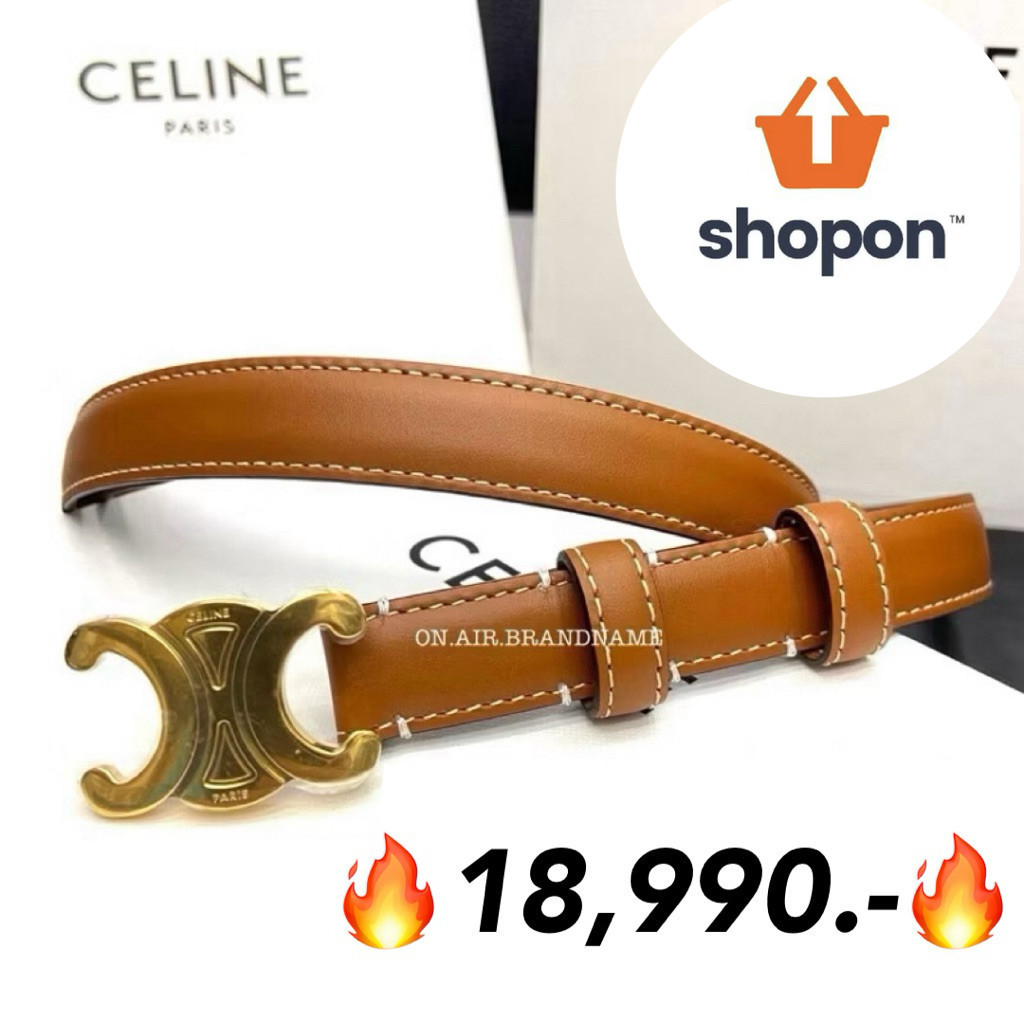 New celine small thriomphe belt 1.8 สี tan เข็มขัดรุ่นฮิต