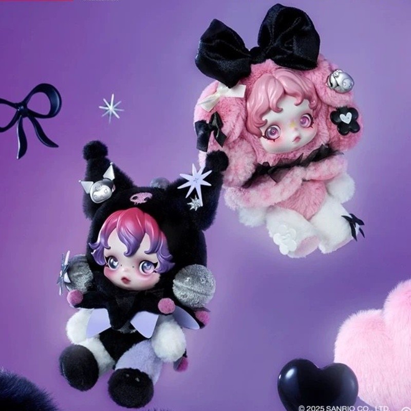 POPMART POPMART SKULLPANDA x Melody Kuromi ตุ๊กตาจี้ตุ๊กตาฟิกเกอร์น่ารักของขวัญ