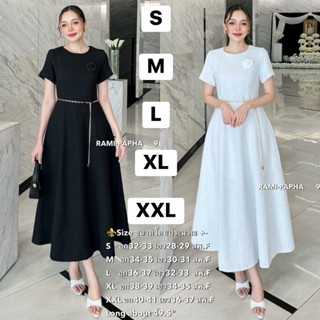 พร้อมส่ง เติม S-XL⚡️RM 9027 เดรสสีดำ/สีขาว ตัวยาว49“ เนื้อผ้…