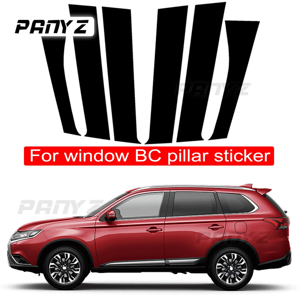 6PCS Polished Pillar Posts Fit For Mitsubishi Outlander 2013- Window Trim Cover BC Column Sticker Ca