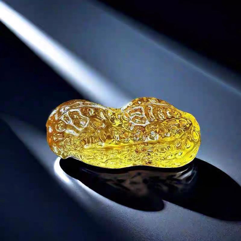 Hot Sale#Yellow Crystal Glass Peanut Ornament for Opening Ceremony, Early Birth of a Child, Living R