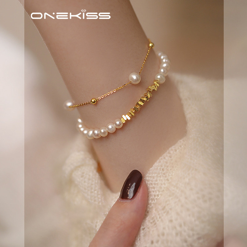 coquette bracelet กําไลข้อมือ Niche Broken Silver Table Two Female Hot-sell Style Temperament Pearl 