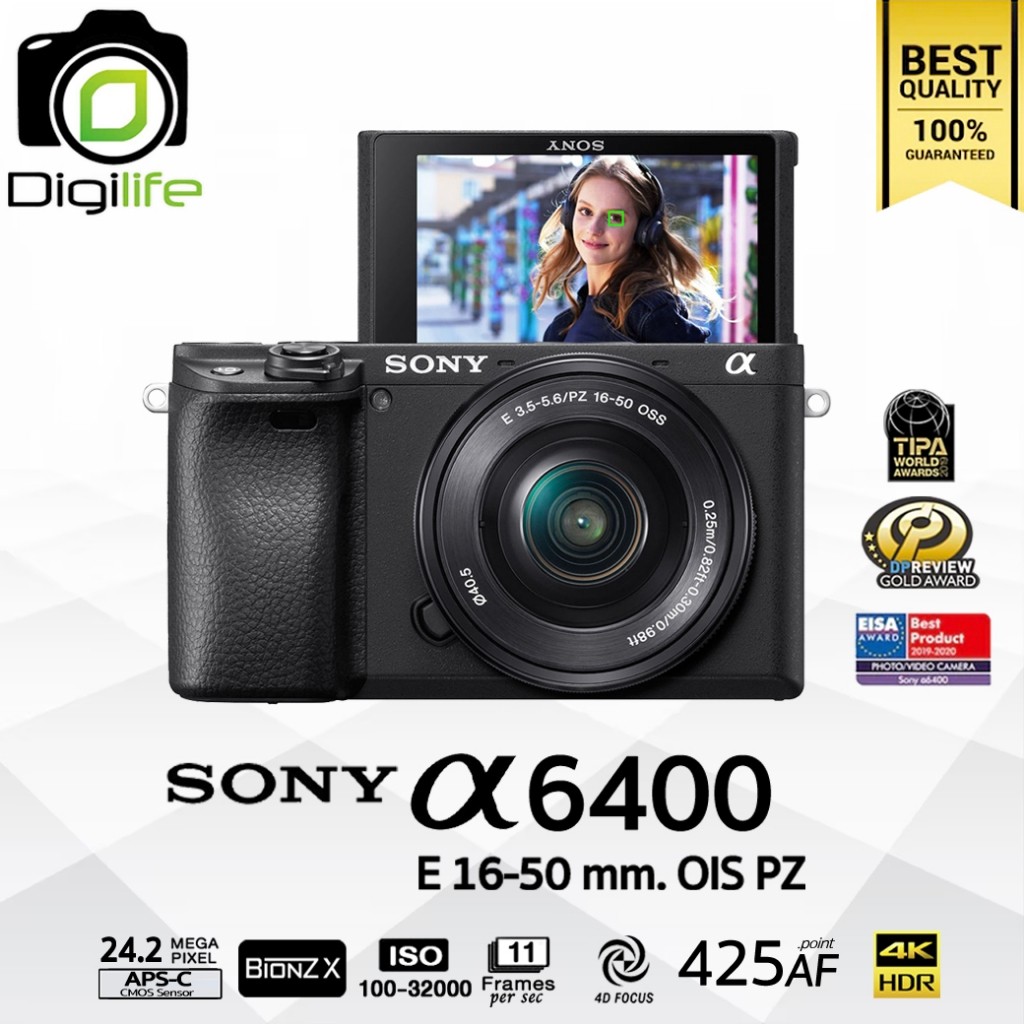 Sony Camera A6400 Kit E PZ 16-50 mm. F3.5-5.6 OSS II ( เลนส์เริม 55-210 mm. )- รับประกันร้าน Digilif