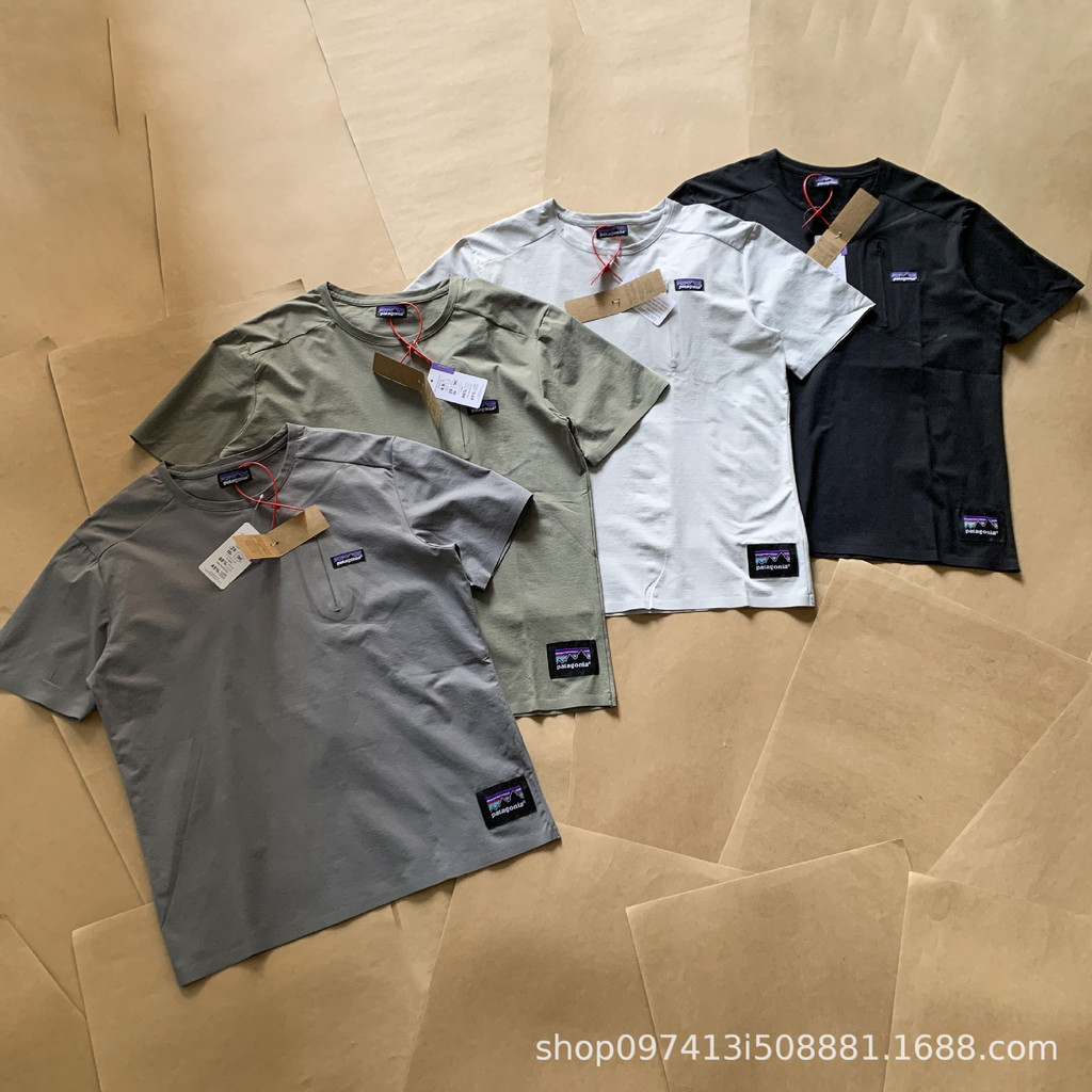 XN4C Patagonia T T-shirt Base Layer Laminated Zipper Pocket Quick-Dry Unisex Short Sleeve Couple Cas