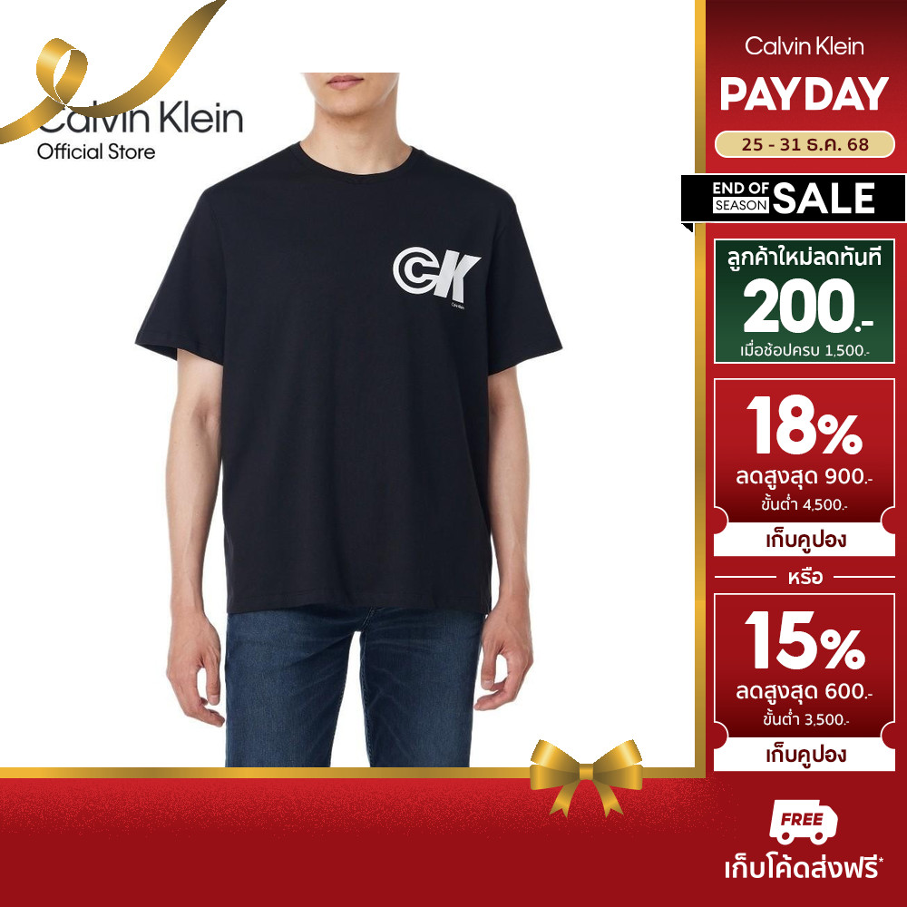 CALVIN KLEIN เสื้อยืดคอกลมแขนสั้นผู้ชาย Sport Logo Graphic ทรง Regular รุ่น 4RC8