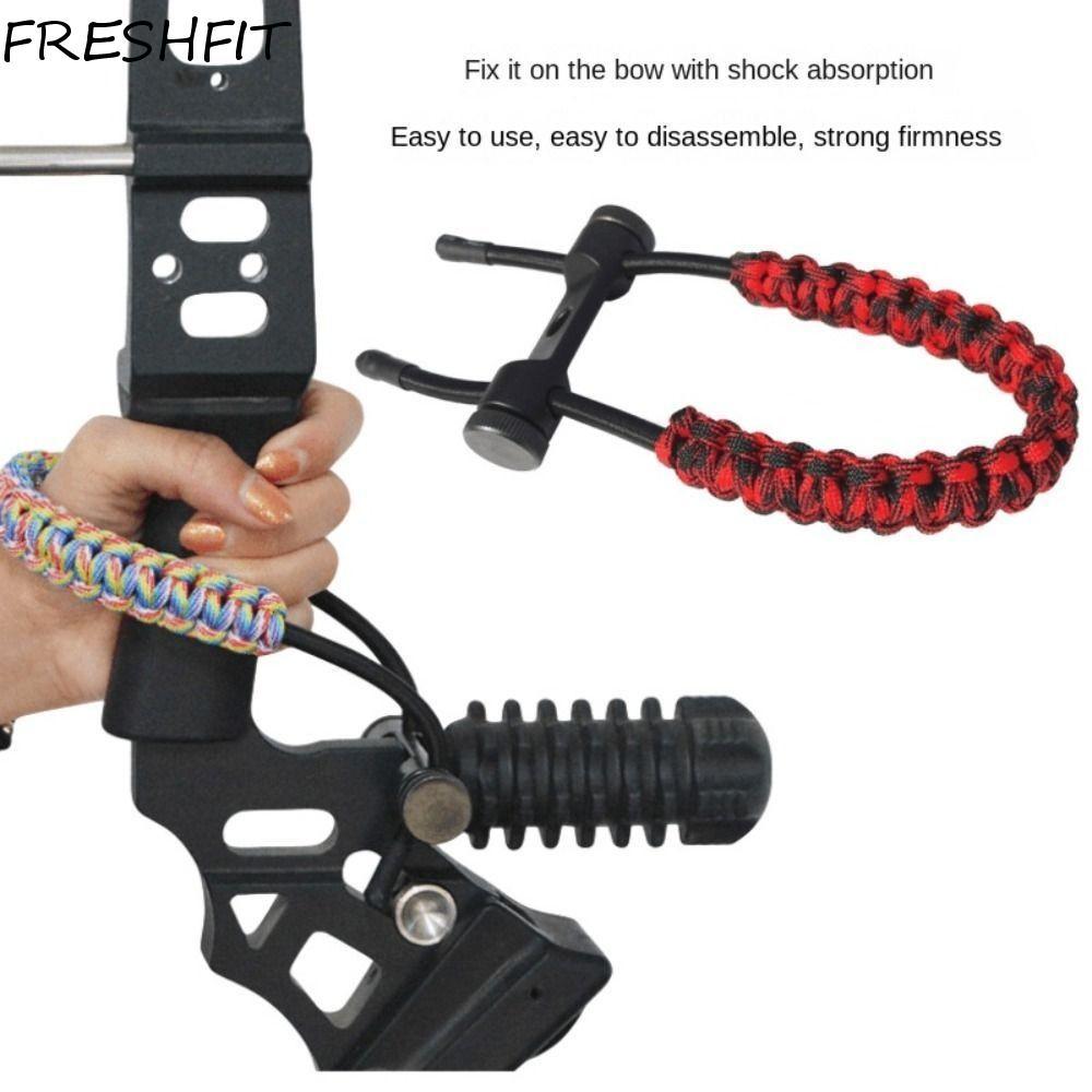 FRESHFIT Arrow ข้อมือสลิง Aim Stabilizer ปรับได้ Compound Bow สายรัดถัก Arrow Protector โบว์ข้อมือสลิง Hand Loop Bow Handle Sling