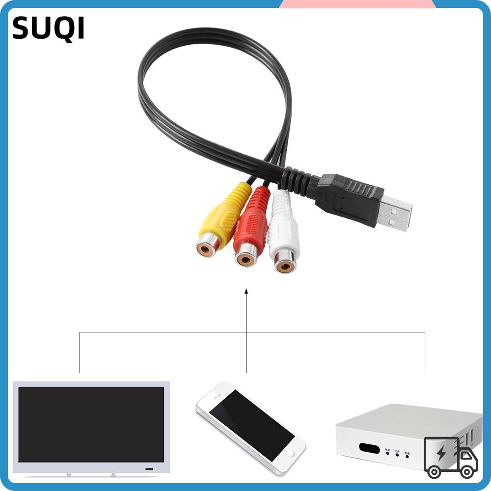 SUQI USB Male To 3-RCA Female USB 2.0 HDTV TV Video Adapter
