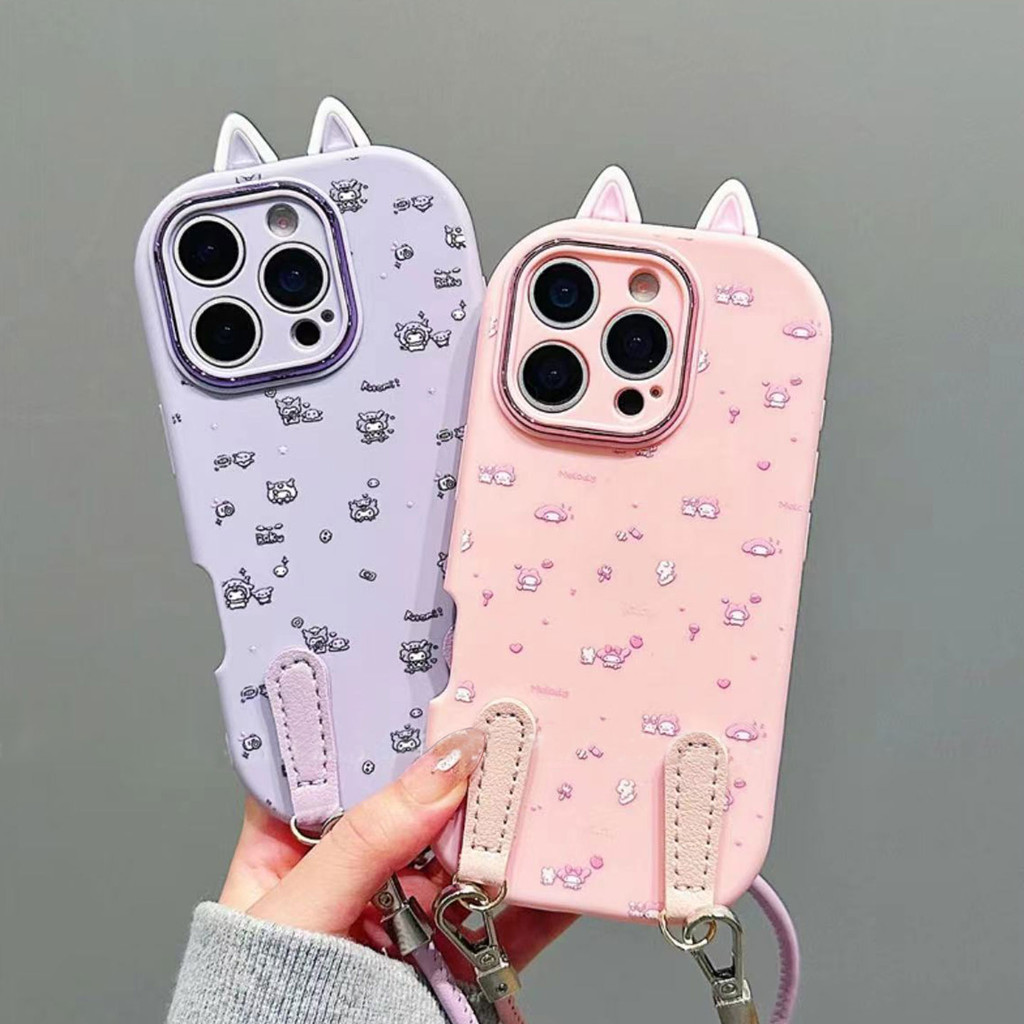 รุ่นน่ารัก Melody Kuromi เหมาะสําหรับ Apple 17PRO เคสโทรศัพท์ iPhone16MAX Huawei p80mate70 Xiaomi 17