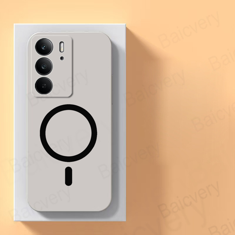 ปลอกสําหรับ OPPO Reame C75 4G C73 5G C71 C75X 14X 5G TPU เคสโทรศัพท์พร้อมสติกเกอร์ชาร์จไร้สายแม่เหล็