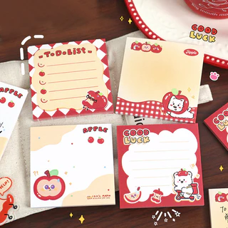 50 แผ่นจองการ์ตูน Apples Series Non-Sticky Notes แผ่นบันทึกแบบพกพาสําหรับนักเรียน