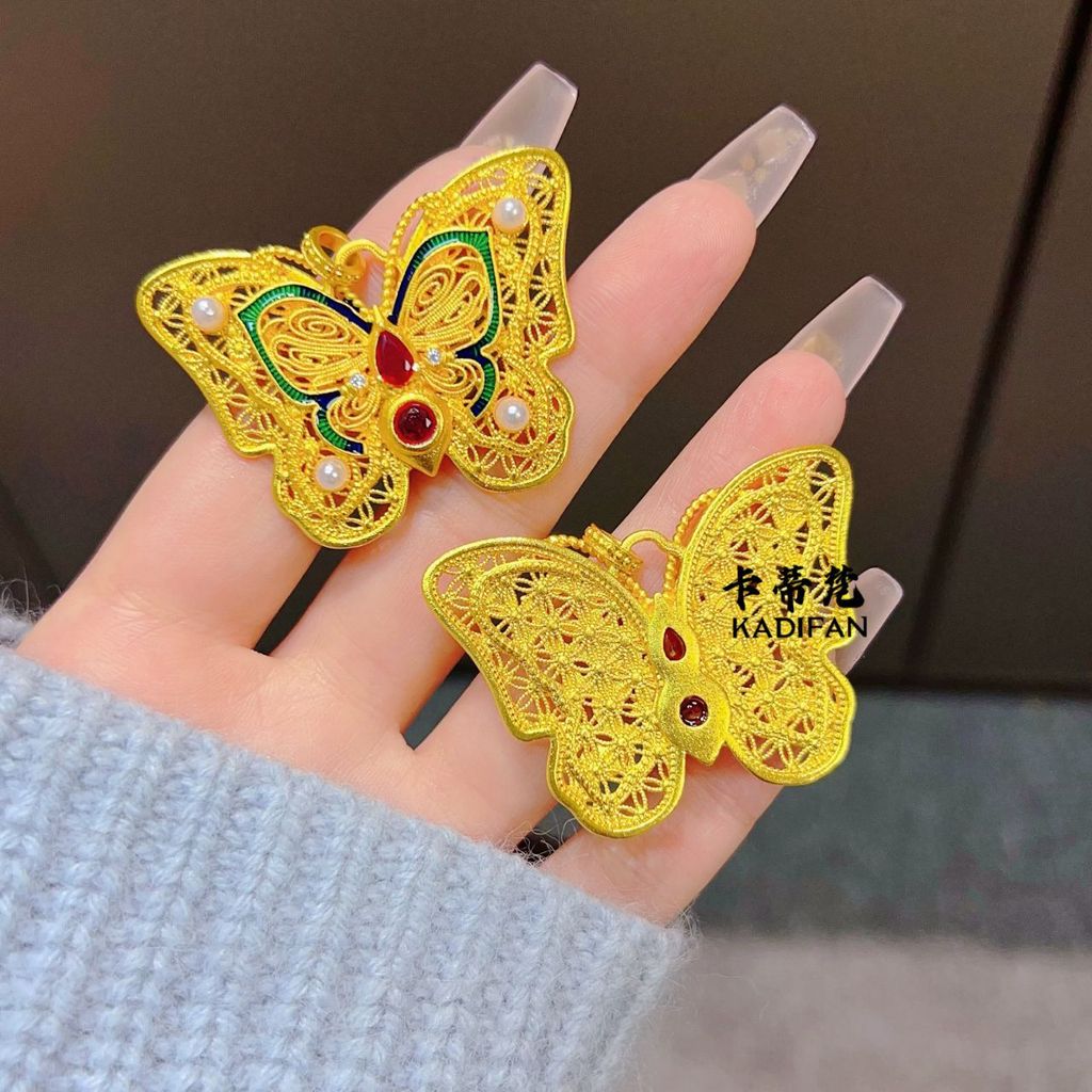 สร้อยคอมetalจี้ผีเสื้อประณีตงานฝีมือ สไตล์สีทอง - รูปที่ 4