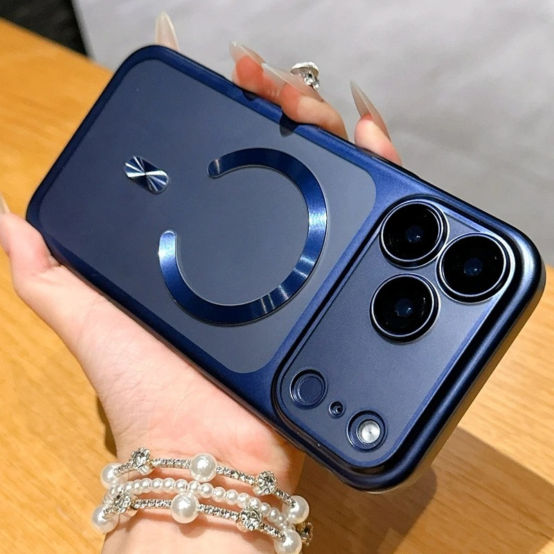 หรูหรา Matte แม่เหล็กโปร่งใสเคสโทรศัพท์สําหรับ iPhone 11 12 13 14 15 16 17 Pro Max Plus Air กันชนกลับกรณีฝาครอบ