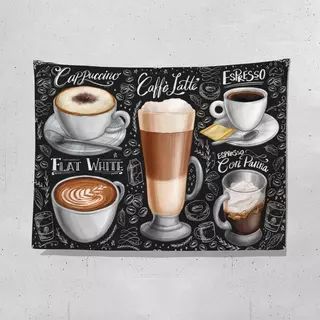 คาเฟ่ตกแต่งพื้นหลังผ้ากาแฟเครื่องดื่มร้านอาหารตะวันตกผนังพรมลําต้นแผงลอยสร้างสรรค์โฆษณาผ้า
