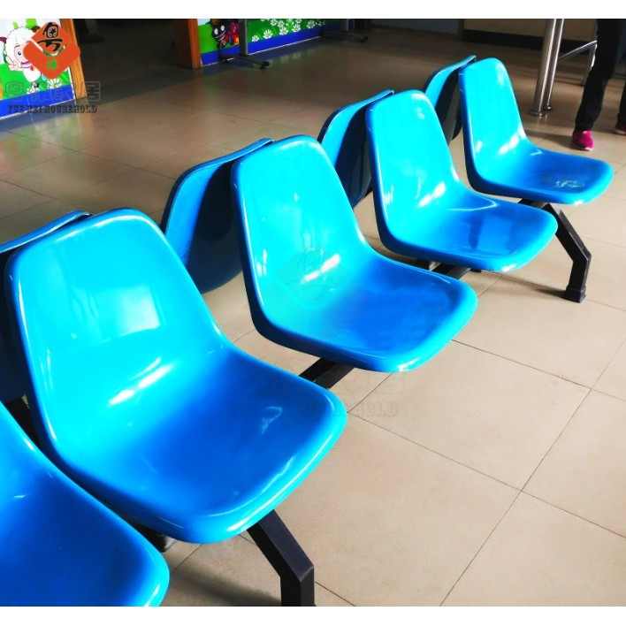 🏥 BLUE 3 Seater Waiting Chair Without Armrest Clinic Hospital FRP Public Rest Stand Seat Office Rece