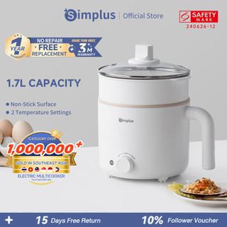 Simplus 1.7L Electric Cooker | 630W Quick Heating | Non-Stick Coating | 2 Temperature DZGH011