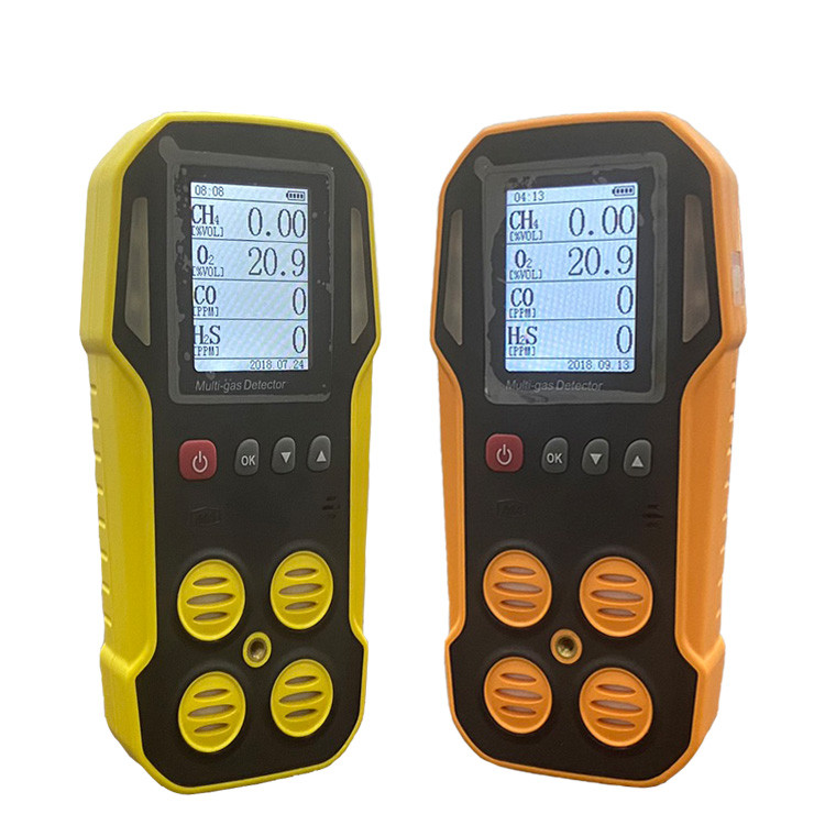 Confined Space 4 in 1 ปรับแต่งสารพิษ Multigas เครื่องตรวจจับก๊าซ NH3 O2 H2S CH4 CO2 SO2 แบบพกพา Mult