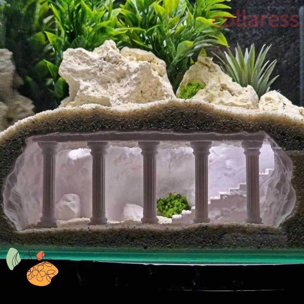 COLLARESS Aquascaping Decor, Hiding House Printing Fish Tank Cave, Safe Cave Shape Cave Fish Hideout