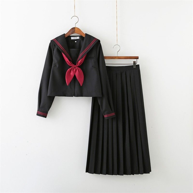 Original Red Uniform Sailor Uniform] [Basic Style Kanto Lapel Two Japanese Class Uniform สีดํา JK Su
