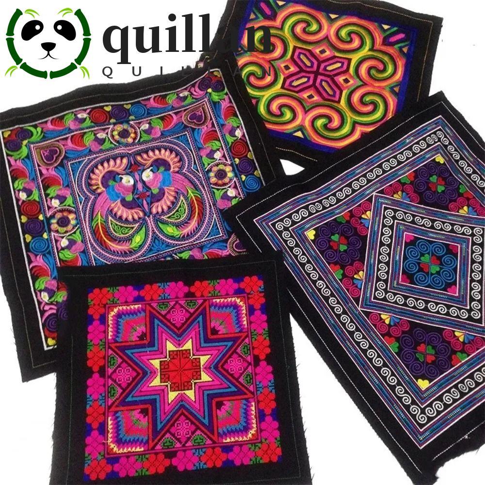 QUILLAN แพทช์ผ้ามีดีไซน์ตามวัฒนธรรม Miao ปักลายดอกไม้ สำหรับประดับตกแต่งเสื้อผ้า