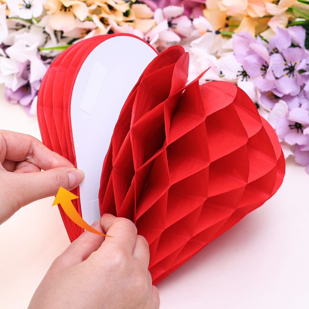 1/3/5ชิ้นวันวาเลนไทน์ตกแต่งงานแต่งงานรูปหัวใจลูกรังผึ้ง,สีแดงกระดาษเพดานตกแต่งผนังสําหรับงานเลี้ยงโรแมนติกฉลอง - รูปที่ 6