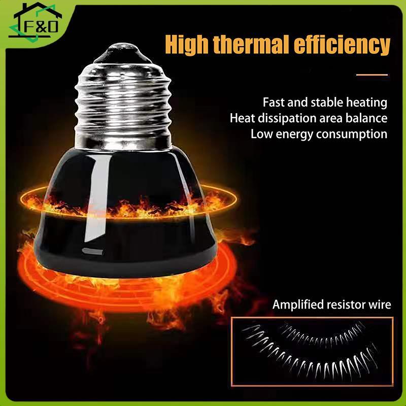 F&O 1 PC 220-240V Far อินฟราเรดความร้อนโคมไฟเซรามิค E27 สัตว์เลี้ยงอุ่นหลอดไฟ Brooder ไก่เต่า Lizard
