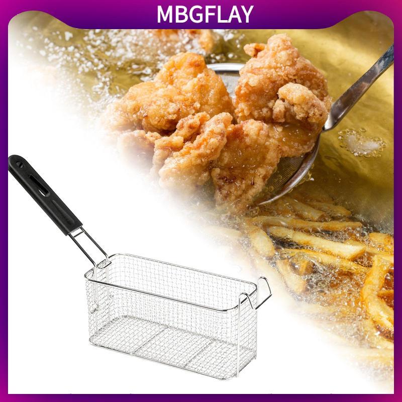 [mbgflay] Deep Fryer French Fries ตะกร้า French Fries ผู้ถืออาหารสแตนเลสแบบพกพาสําหรับชิปบาร์บีคิวร้