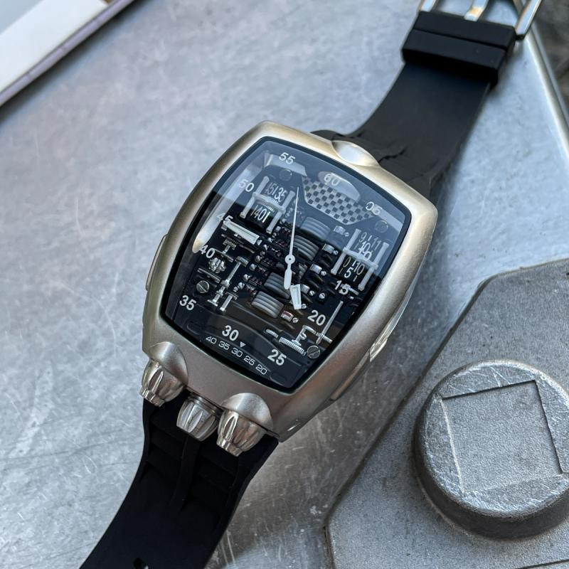 ลดราคา นาฬิกาชายภาษาเช็คคําเสือดาว Bugatti เครื่องยนต์ชาย Wormhole Concept Boy Watch Vivian