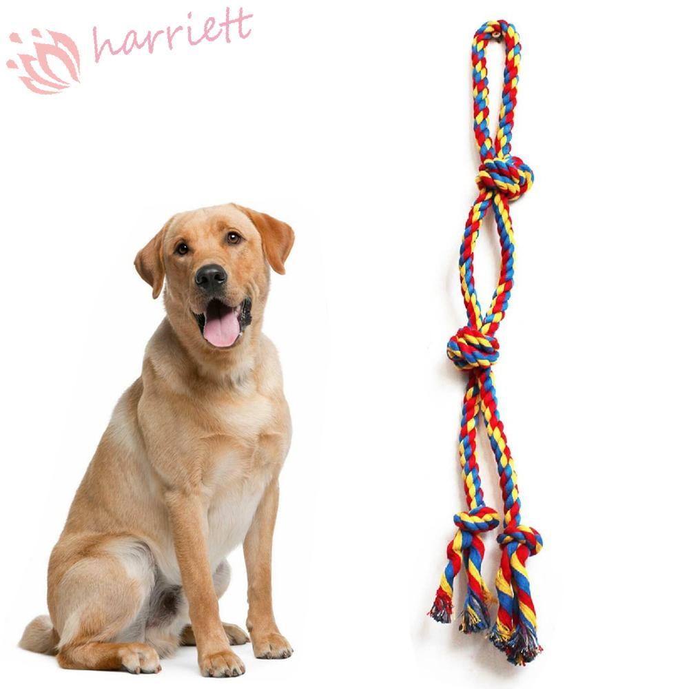 HARRIETT ของเล่นสุนัขเชือกผ้าฝ้าย 4 นอตกัด Tug การฝึกอบรมพันธุ์สุนัขขนาดใหญ่ของเล่นทําความสะอาดฟัน