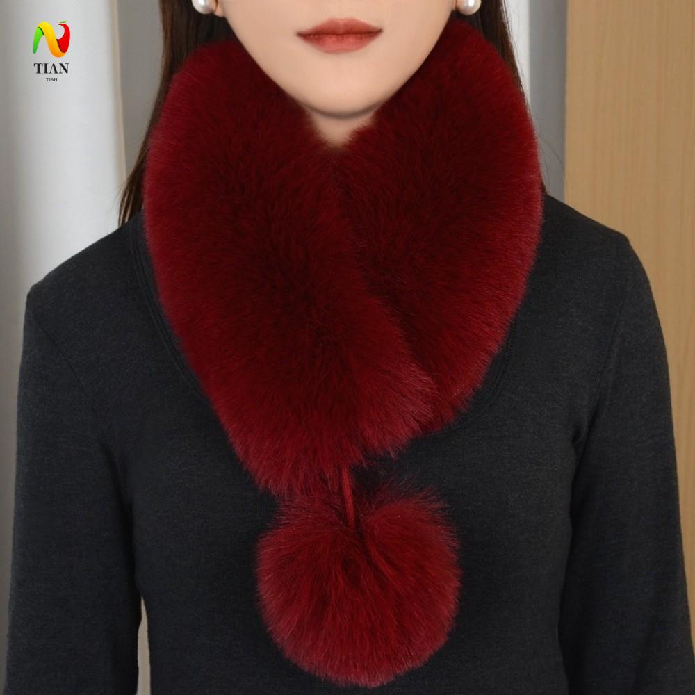 INQUIRY IMPACT เลียนแบบผ้าพันคอขนสัตว์, หนาอุ่นผ้าพันคอ Plush, Windproof คอห่อ Cross คออุ่นสาว