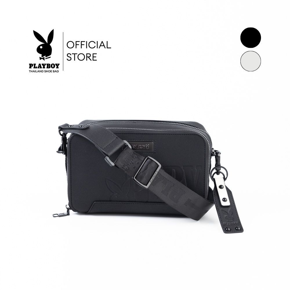 PLAYBOY รุ่น Rexo Double-Zip Box กระเป๋าสะพายข้าง รหัส ST-B261PBM341 ดีไซน์ซิปคู่ทรงกล่อง มี 2 สี