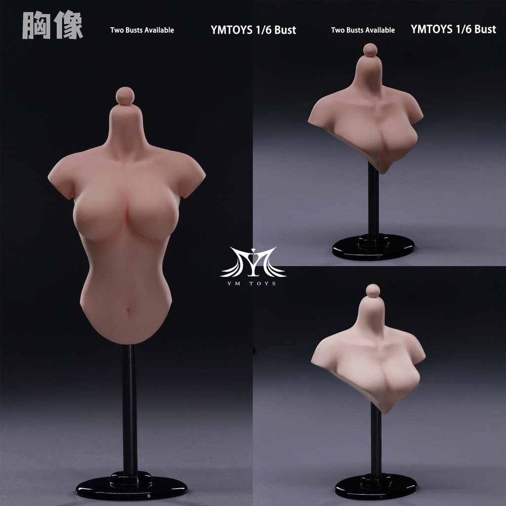 YMTOYS 1/6 หน้าอกขาตั้งจอแสดงผลทหารหญิงตุ๊กตาหญิงหัวแกะสลักขาตั้งจอแสดงผล