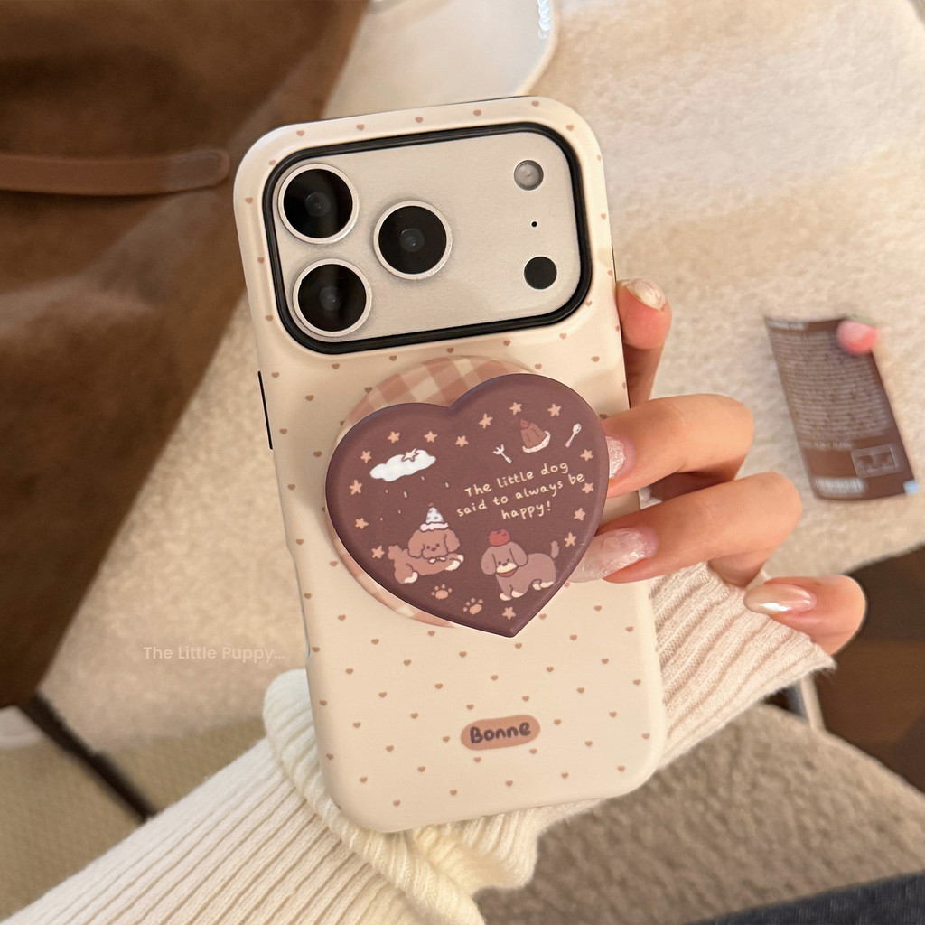 [Sheren] เคสโทรศัพท์ลูกสุนัขลายจุดสีน้ําตาลเรียบง่ายเหมาะสําหรับ i17 16 15 14 13 12 11 pro max  เคสไอโฟน
