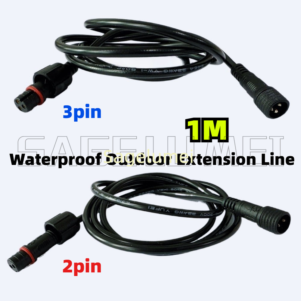 IP67 ปลั๊กตัวผู้และตัวเมียกันน้ํา ขั้วต่อ 0.3 สายต่อขยายยาว 2/3 Core 22AWG 2pin 3pin ขั้วต่อสายไฟพร้อมสายไฟ 1M