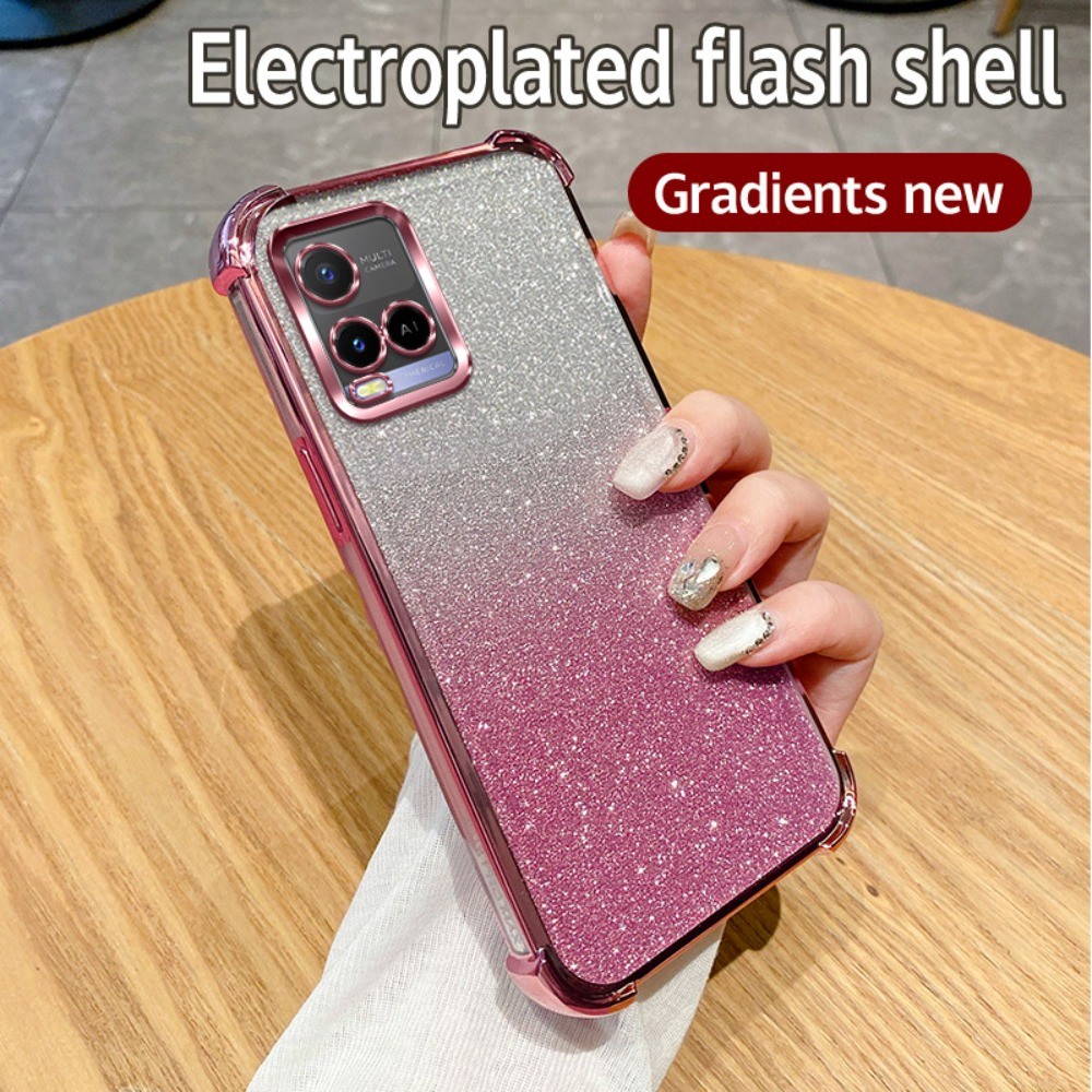 หรูหราGradient GlitterสําหรับVivo Y35 Y22 Y22T Y21 Y21e Y21a Y21s Y21t Y33S Y20 Y20i Y20s Y12A Y12S Y11S Y17S Y17Sซิลิโคนกันกระแทกนุ่มชุบซิลิโคน