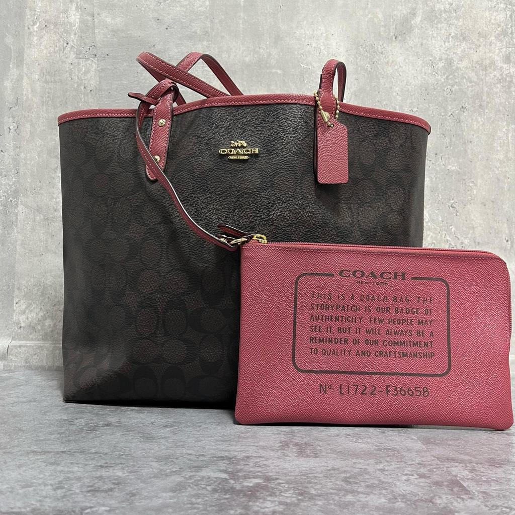 【COACH】Coach Signature Handbag, Signature Motif, PVC, Women's, Beige/Brown, Handbag/Tote Bag, Canvas