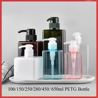 100ml150ml 250ml 280ml PETG ครีมปั๊มขวดเปล่าพลาสติกสแควร์แชมพูขวดพลาสติกเดินทาง