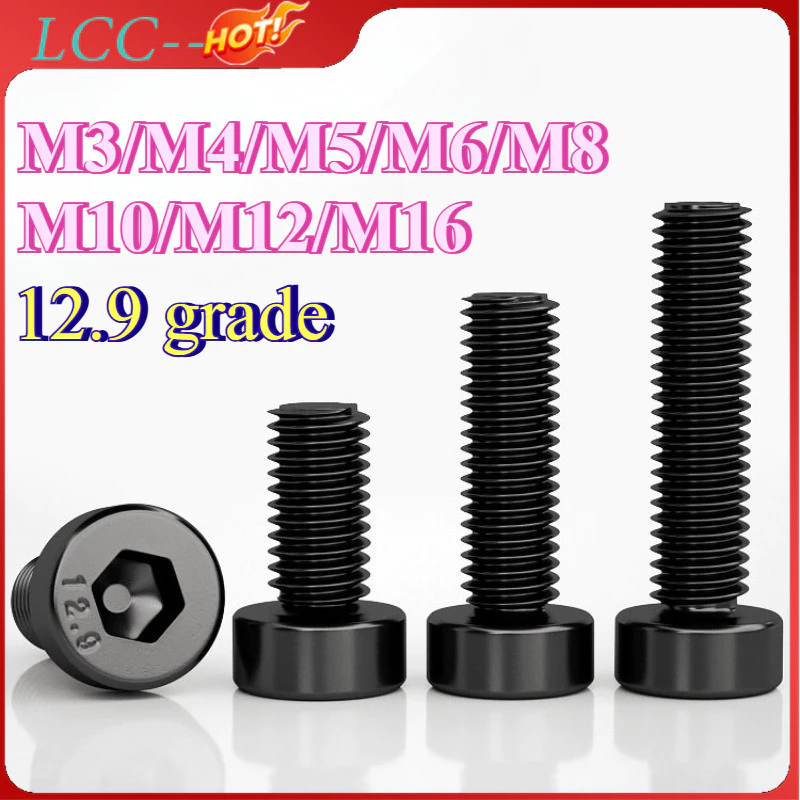 น็อตจมบาง สกรูหัวจมหกเหลียม หัวสั้น ระดับ 12.9 หัวบาง /DIN912 Hex Socket Head Cap Machine Screw M3/M4/M5/M6/M8/M10/M12/M16 * L4-60 มม.LC-TH-1