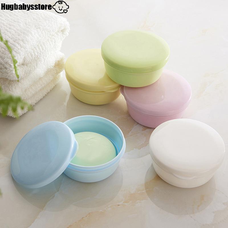 [Hugbabys-t] 1PC Circular Soap Box Creative PP กันน้ําปิดผนึกกล่องสบู่แบบพกพาฝาครอบระบายน้ําสบู่ Ra อุปกรณ์