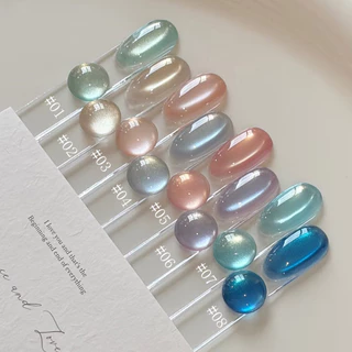 SHAKA สีทาเล็บเจลแคทอาย ม้าหมุน 8 สี โทนชมพูฟ้าประกายละเอียด เพ้นท์เล็บ แบบแช่ออก ติดทนนาน UV ทำเล็บ [SK504]