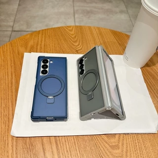 SAMSUNG เคสแม่เหล็กป้องกันมุมสี่มุม สําหรับ Galaxy Z Fold 7/6/5/4 พร้อมที่วางแหวนโลหะ