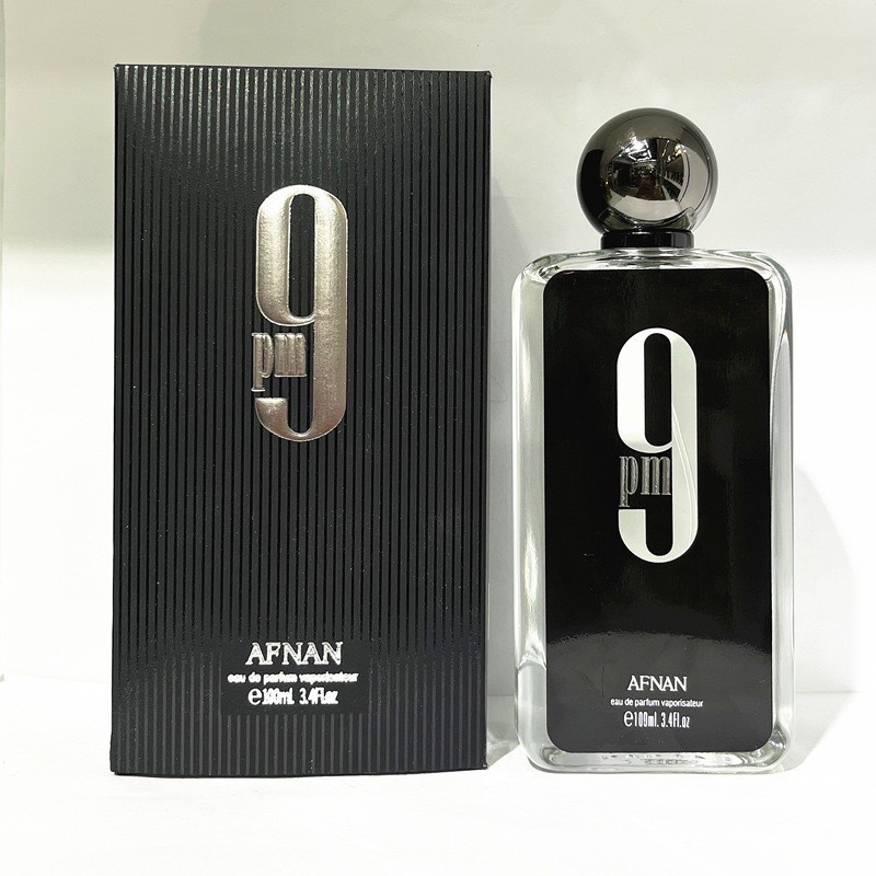 AFNAN 9PM Original คุณภาพสูงโลหะสีดํา 3D มาตรฐานน้ําหอมอาหรับดูไบน้ําหอมผู้ชาย
