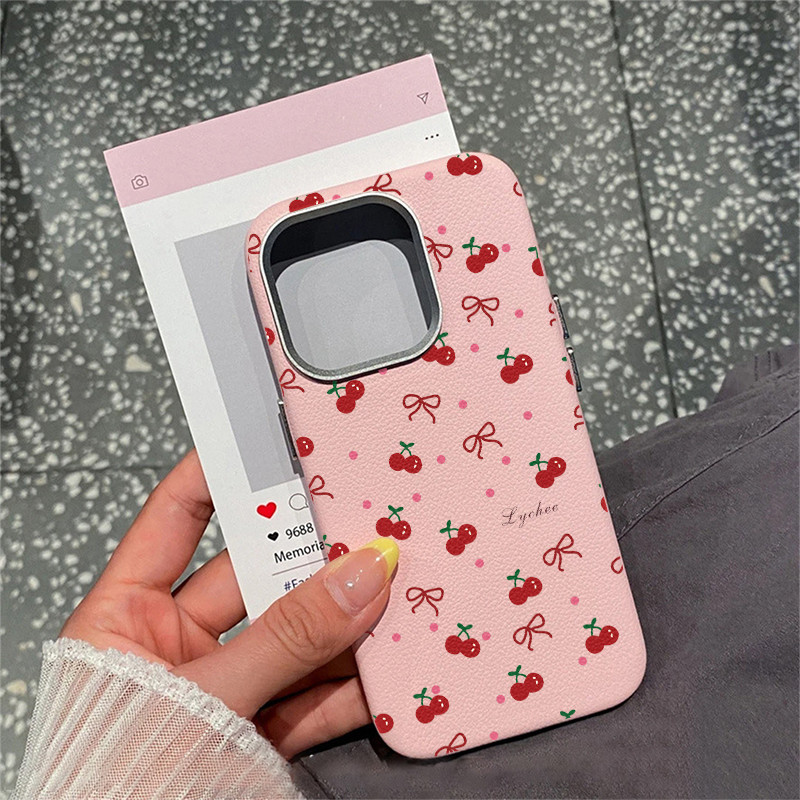 การ์ตูนเชอร์รี่สีแดงโบว์น่ารักชุบโลหะฝาครอบเลนส์ เคสไอโฟน 11 17 air 16 XS 12 14 13 15 16 Pro Max 16 7 Plus XR X SE เคส ราคา ถูกที่สุด ดีลบีเคเค แกลเลอรีภาพที่ 7