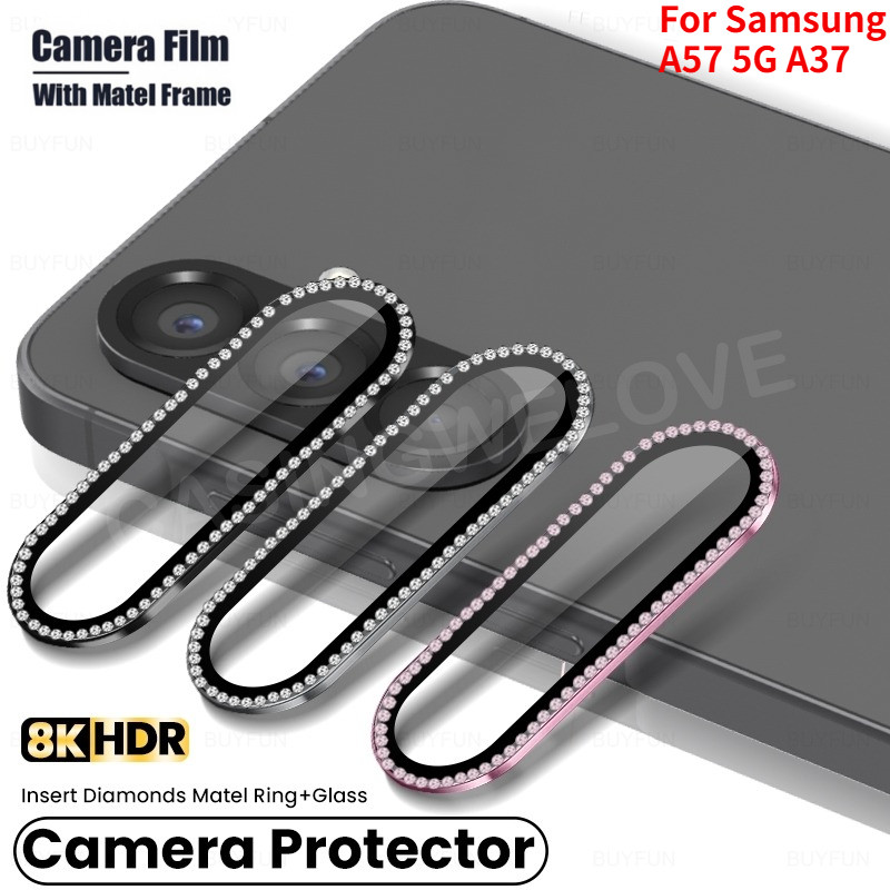 SAMSUNG ป้องกันหน้าจอสําหรับSamsung Galaxy A57 A37 A17 A37 A27 LTE 4G 5G 2026 เลนส์กล้องเพชรโลหะProtectorแก้วกลับเลนส์แหวนฝาครอบ